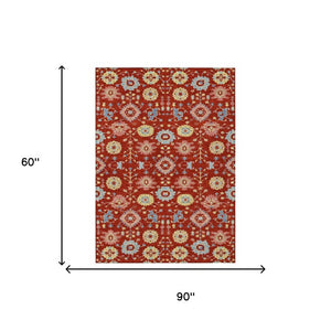 Geometric Polyester Area Rug Washable Indoor Outdoor Low Pile for Patio and Living Room