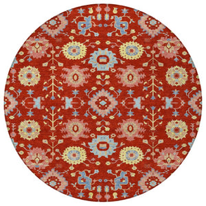 8 Ft Round Geometric Polyester Area Rug Machine Washable for Indoor Outdoor Use