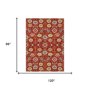 Geometric Polyester Area Rug Washable Indoor Outdoor Low Pile for Patio and Living Room