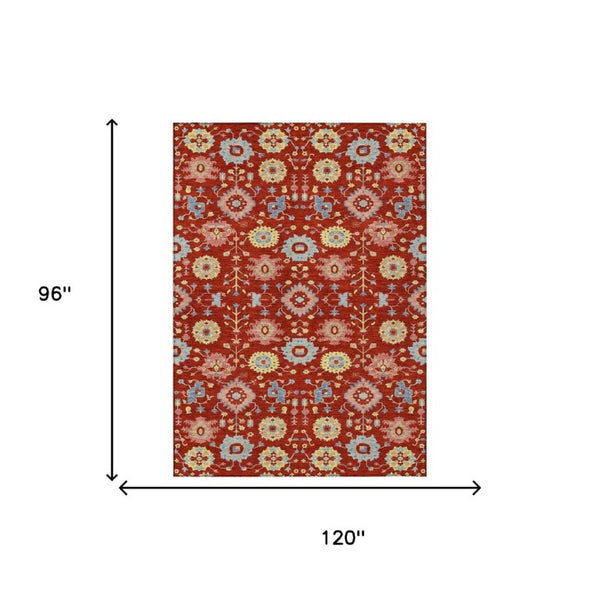 Geometric Polyester Area Rug Washable Indoor Outdoor Low Pile for Patio and Living Room