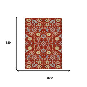 Geometric Polyester Area Rug Washable Indoor Outdoor Low Pile for Patio and Living Room