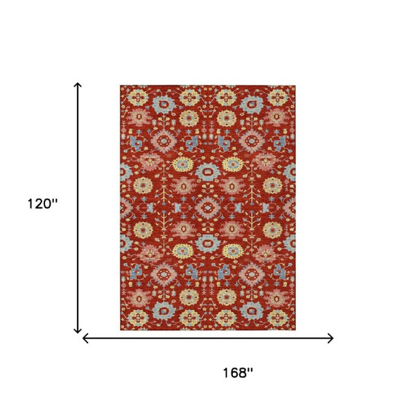Geometric Polyester Area Rug Washable Indoor Outdoor Low Pile for Patio and Living Room
