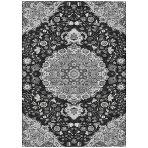 Damask Washable Polyester Area Rug for Indoor Outdoor Patios Living Rooms and High Traffic Zones