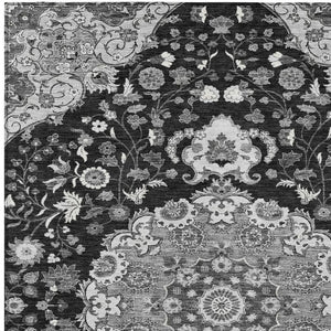 HomeRoots Damask Washable Polyester Area Rug for Indoor Outdoor Patios Living Rooms and High Traffic Zones 9' x 12' 733167