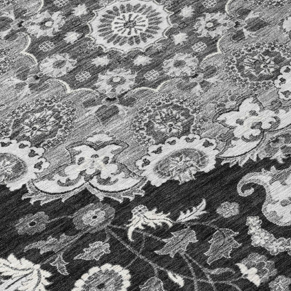 Damask Washable Polyester Area Rug for Indoor Outdoor Patios Living Rooms and High Traffic Zones