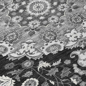 Damask Washable Polyester Area Rug for Indoor Outdoor Patios Living Rooms and High Traffic Zones