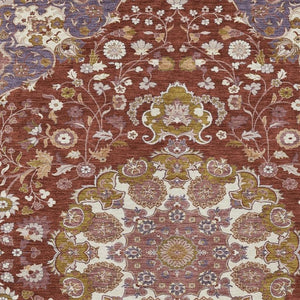 Damask Washable Indoor Outdoor Polyester Area Rug Burgundy Classic Pattern Patio Living Room