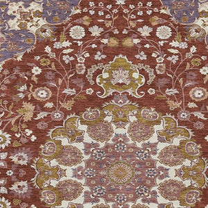 Damask Washable Indoor Outdoor Polyester Area Rug Burgundy Classic Pattern Patio Living Room