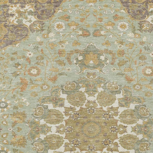 Damask Washable Polyester Area Rug Low Pile for Indoor Outdoor Patios and Entryways