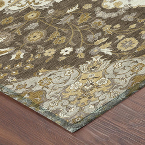 8 Foot Round Damask Polyester Area Rug for Indoor Outdoor Patios and Foyers