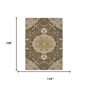 Damask Polyester Area Rug Washable Indoor Outdoor Low Pile Accent for Patio Living Room