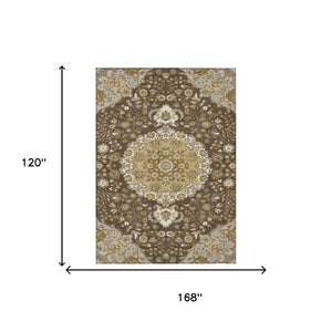 Damask Polyester Area Rug Washable Indoor Outdoor Low Pile Accent for Patio Living Room