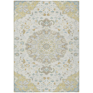 Damask Washable Polyester Area Rug Indoor Outdoor Low Pile Felt Backing for Patio Entryway