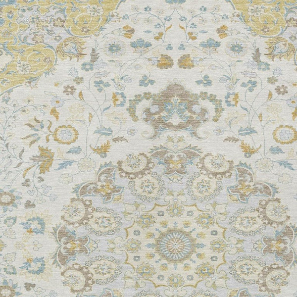 HomeRoots Damask Washable Polyester Area Rug Indoor Outdoor Low Pile Felt Backing for Patio Entryway 8' x 10' 733190