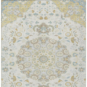Damask Washable Polyester Area Rug Indoor Outdoor Low Pile Felt Backing for Patio Entryway