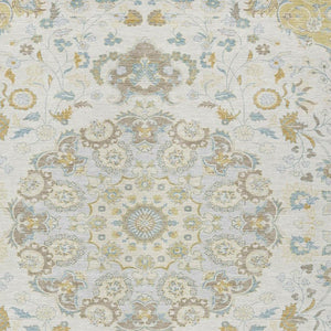 Damask Washable Polyester Area Rug Indoor Outdoor Low Pile Felt Backing for Patio Entryway