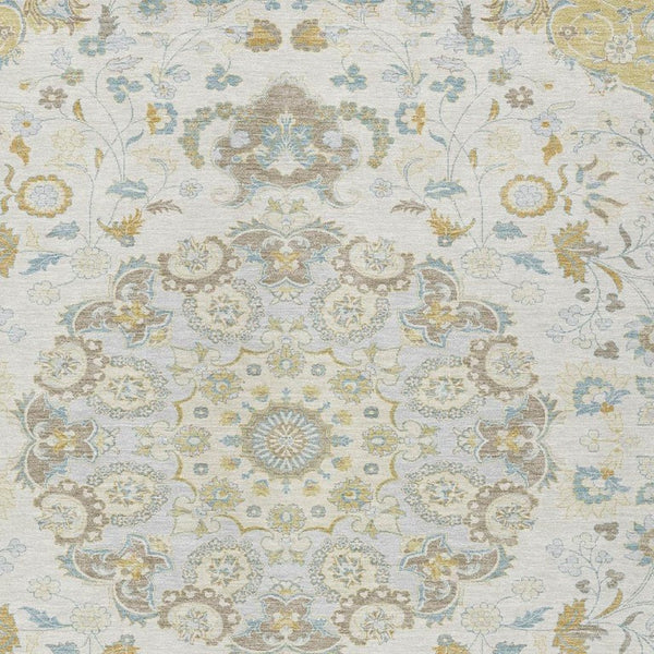 Damask Washable Polyester Area Rug Indoor Outdoor Low Pile Felt Backing for Patio Entryway