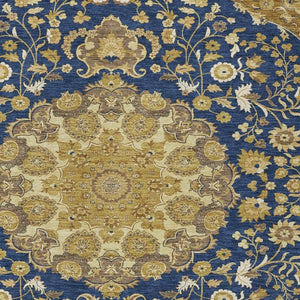 HomeRoots 9 X 12 Navy Damask Polyester Indoor Outdoor Rug Washable Stain Resistant Large 733197