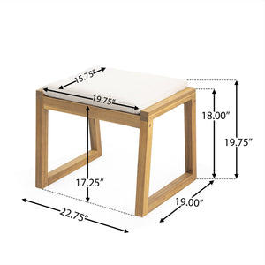 English Elm Christopher Knight Home® - Acacia Teak Outdoor Dining Set of 5 with Cushioned Chairs & Benches, Weatherproof Acacia Wood Patio N779P191976T_N779P210772L_N779P210771L