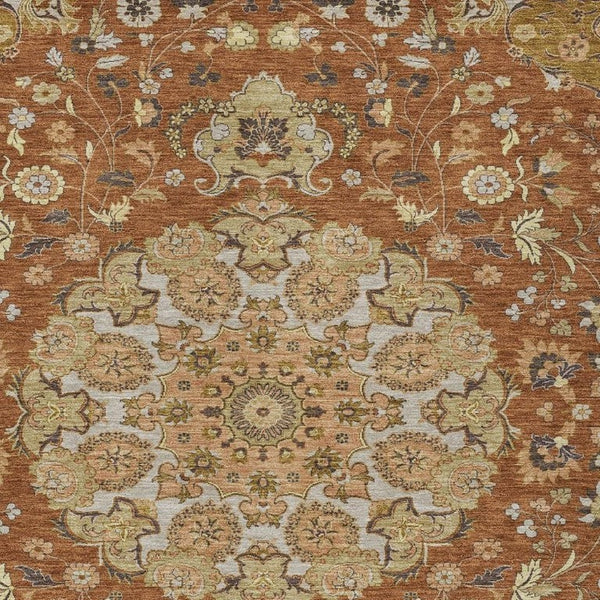 HomeRoots Damask Washable Polyester Area Rug for Indoor Outdoor Patio Entryway and Living Room Use 5' x 8' 733206
