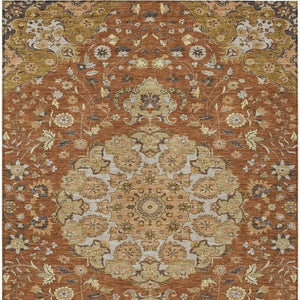 Damask Washable Polyester Area Rug for Indoor Outdoor Patio Entryway and Living Room Use
