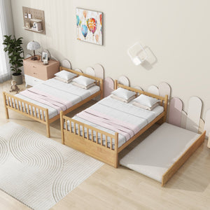 English Elm Full Over Full Rustic Bunk Bed With Trundle, Ladder, Guardrails - Versatile Space-Saver In White Oak W504S00180