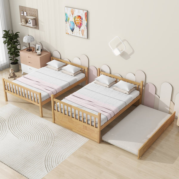 English Elm Full Over Full Rustic Bunk Bed With Trundle, Ladder, Guardrails - Versatile Space-Saver In White Oak W504S00180