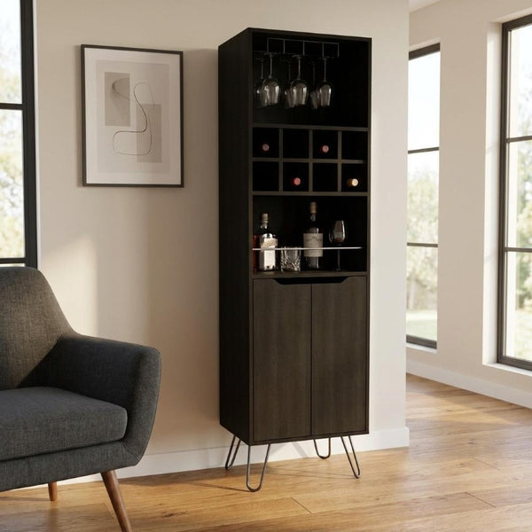 16 Inch Wooden Bar Cart with Rolling Wheels for Stylish Entertaining and Home Storage