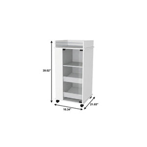 HomeRoots 16 Inch Wooden Bar Cart with Rolling Wheels for Stylish Entertaining and Home Storage White - B 733222