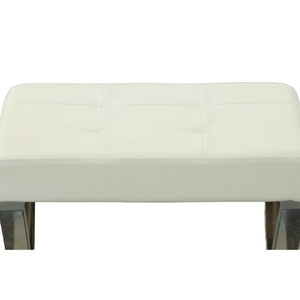 20 Inch Tufted Faux Leather Vanity Bench with Sleek Silver Metal Frame