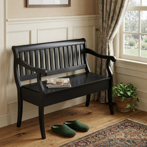 42 Inch Solid Wood Flip Top Storage Bench with Hidden Compartment for Entryway Seating