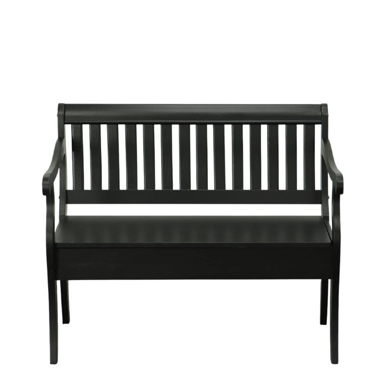 HomeRoots 42 Inch Solid Wood Flip Top Storage Bench with Hidden Compartment for Entryway Seating Black 733249