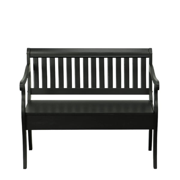 HomeRoots 42 Inch Solid Wood Flip Top Storage Bench with Hidden Compartment for Entryway Seating Black 733249