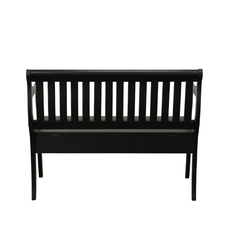 HomeRoots 42 Inch Solid Wood Flip Top Storage Bench with Hidden Compartment for Entryway Seating Black 733249