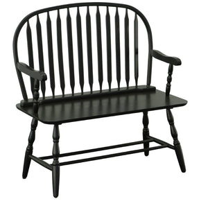 44 Inch Solid Wood Windsor Spindle Back Bench Classic Farmhouse Entryway Accent Seating
