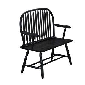 44 Inch Solid Wood Windsor Spindle Back Bench Classic Farmhouse Entryway Accent Seating