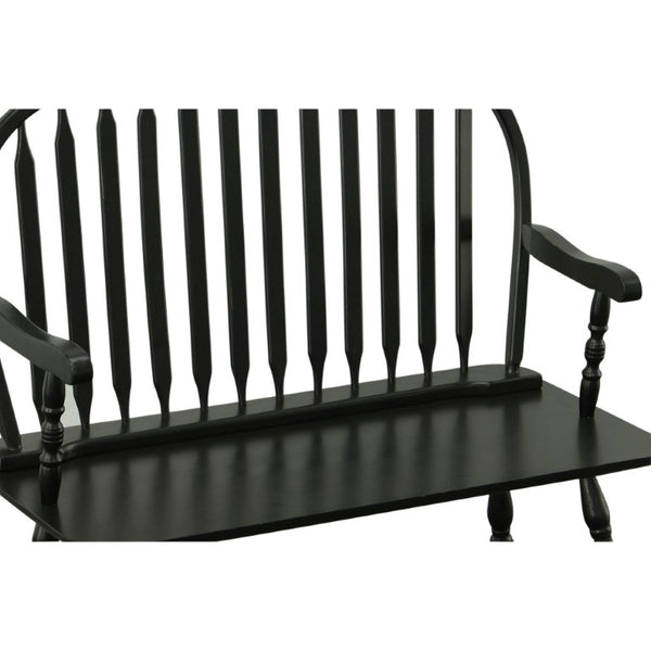 44 Inch Solid Wood Windsor Spindle Back Bench Classic Farmhouse Entryway Accent Seating