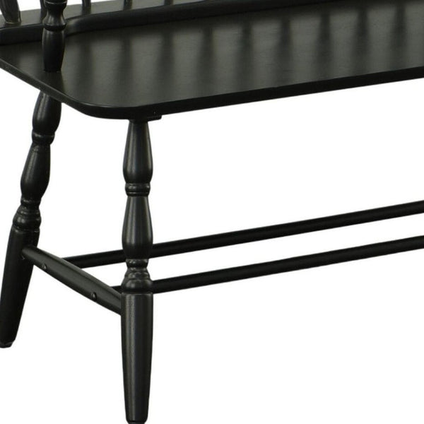 44 Inch Solid Wood Windsor Spindle Back Bench Classic Farmhouse Entryway Accent Seating