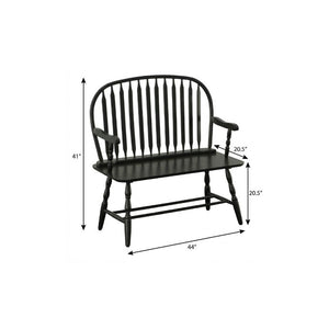 44 Inch Solid Wood Windsor Spindle Back Bench Classic Farmhouse Entryway Accent Seating
