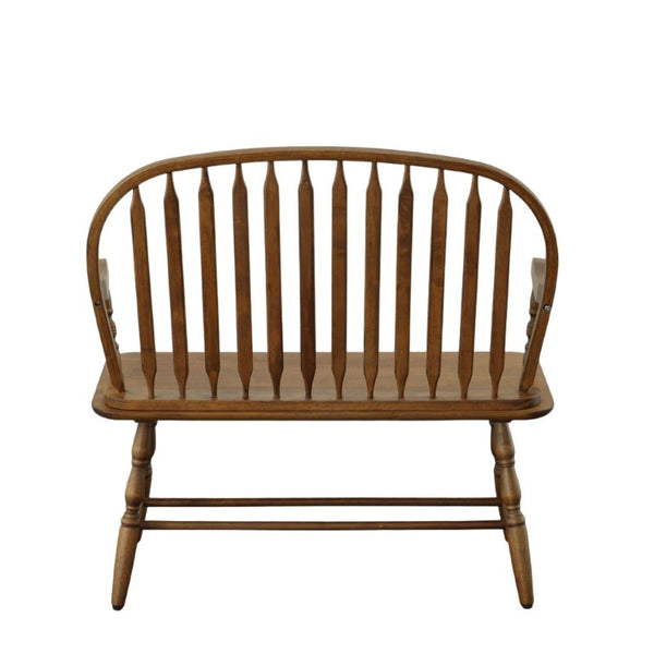 44 Inch Solid Wood Windsor Spindle Back Bench Classic Farmhouse Entryway Accent Seating