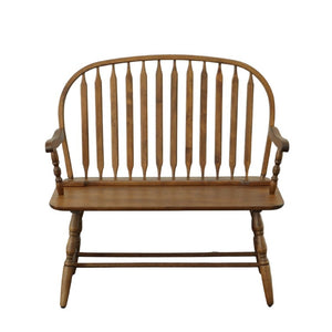 44 Inch Solid Wood Windsor Spindle Back Bench Classic Farmhouse Entryway Accent Seating