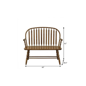 44 Inch Solid Wood Windsor Spindle Back Bench Classic Farmhouse Entryway Accent Seating