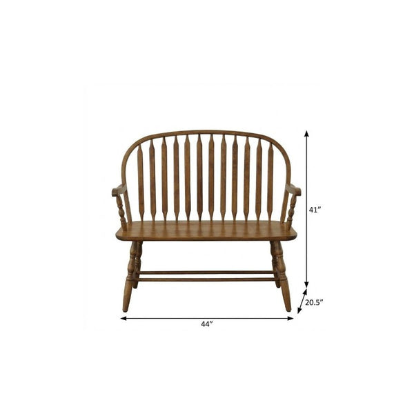 44 Inch Solid Wood Windsor Spindle Back Bench Classic Farmhouse Entryway Accent Seating