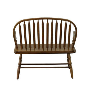 HomeRoots 44 Inch Solid Wood Windsor Spindle Back Bench Classic Farmhouse Entryway Accent Seating Dark Brown 733253
