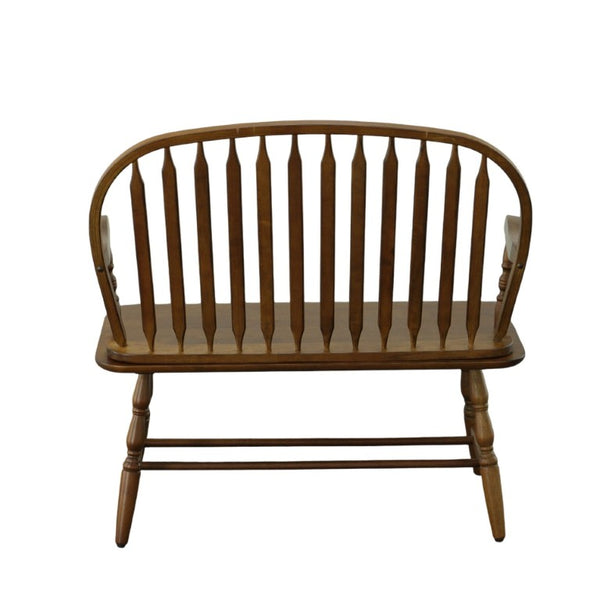 HomeRoots 44 Inch Solid Wood Windsor Spindle Back Bench Classic Farmhouse Entryway Accent Seating Dark Brown 733253
