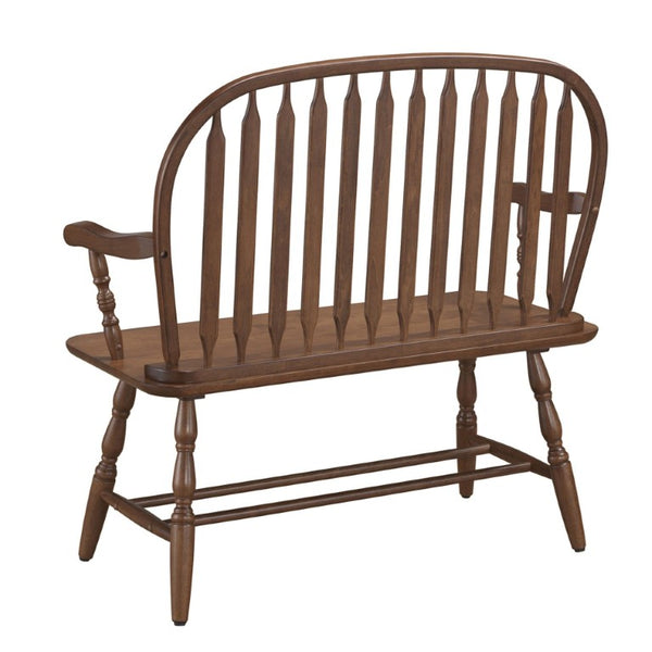 44 Inch Solid Wood Windsor Spindle Back Bench Classic Farmhouse Entryway Accent Seating