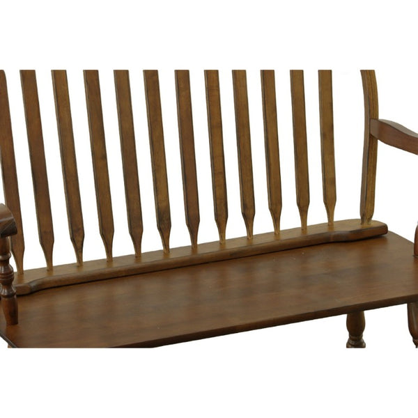 44 Inch Solid Wood Windsor Spindle Back Bench Classic Farmhouse Entryway Accent Seating