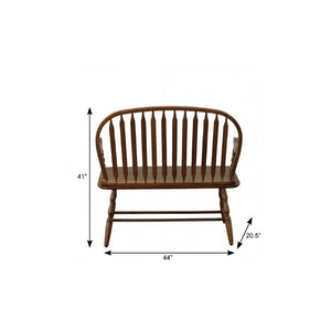 44 Inch Solid Wood Windsor Spindle Back Bench Classic Farmhouse Entryway Accent Seating