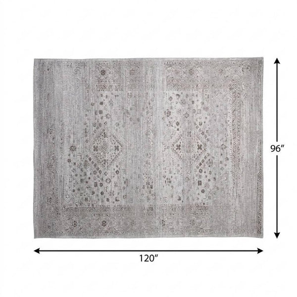 8 Ft X 10 Ft Hand Woven Distressed Geometric Polyester Area Rug for Living Rooms
