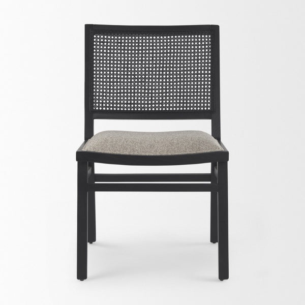 HomeRoots Set of Two Beige Fabric Dining Chairs with Solid Wood Legs and Open Back Design 733258